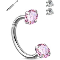 OUFER 18G Horseshoe Nose Rings Studs Double Cubic Zirconia Nose Studs Internally Threaded Septum Rings 316L Stainless Steel Lip Eyebrow Helix Nostrial Piercing Jewelry with Piercing Ball Grabber