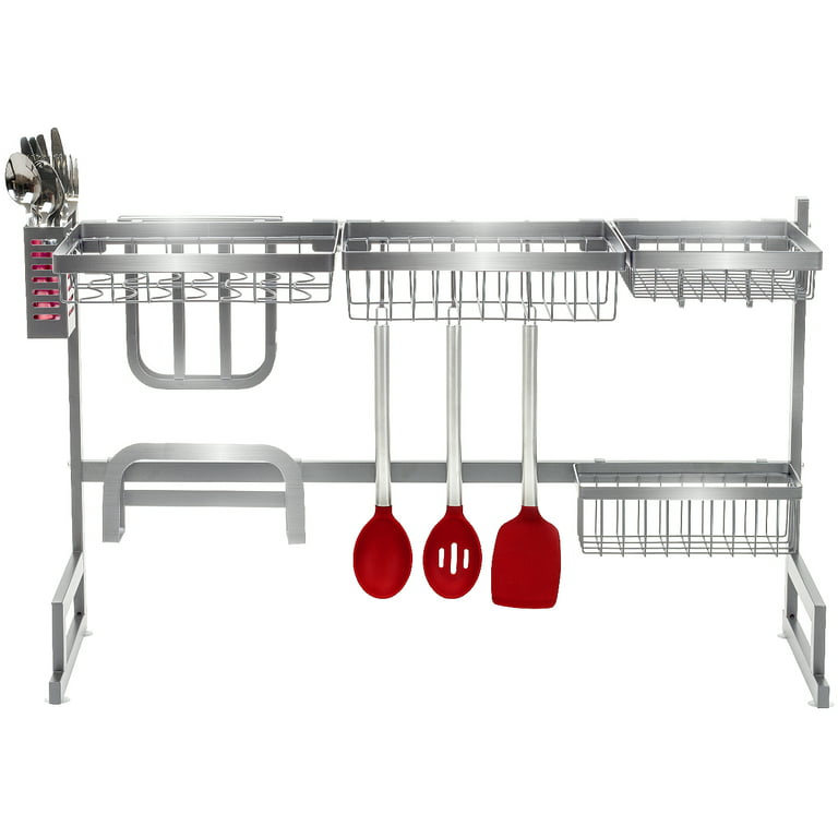 Sorbus Over-The-Sink Dish Drying Display Rack Stand, Draining Rack Sink  Organizer with Utensil Holder Hooks for Kitchen Counter Storage Organizer  for Dishes, Ut… in 2023