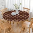thumbnail image 3 of Brown Christmas Snowflake Pattern Round Fitted Tablecloth with Elastic Edge,Dining Table Cover Waterproof,Outdoor Round Tablecloth for Camping,Dining,Indoor and Outdoor, 3 of 7
