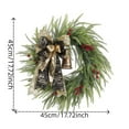 thumbnail image 3 of Kumdkd Christmas Linen Bow Wreath - Plastic Grapevine Wreath, 18" Front Door Ornament, Festive Window Decoration, 3 of 6