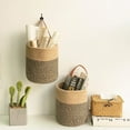 thumbnail image 7 of ievspot 1 Pcs Wall Mounted Woven Hanging Basket Cotton Blanket Baskets Hanging Decorative Baskets with Leather Handles, 7 of 7