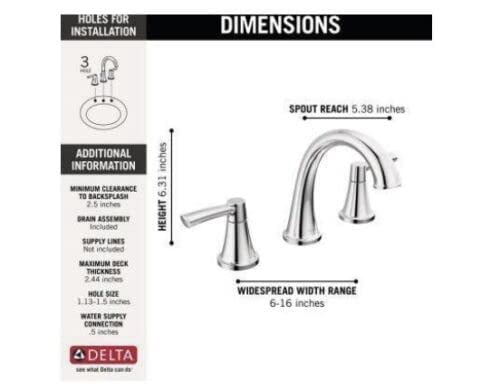 Delta Casara 8 in. Widespread Double Handle Bathroom Faucet in Polished Chrome