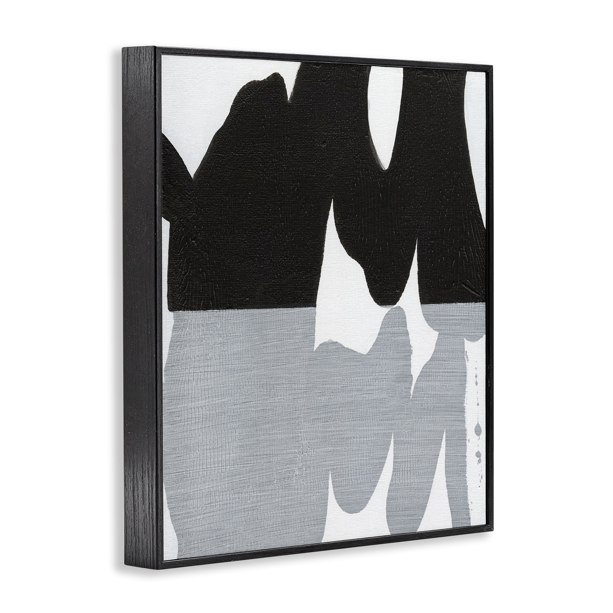 Stupell Industries Black Organic Form Abstract Painting Black Framed Art Print Wall Art, 24 x 30