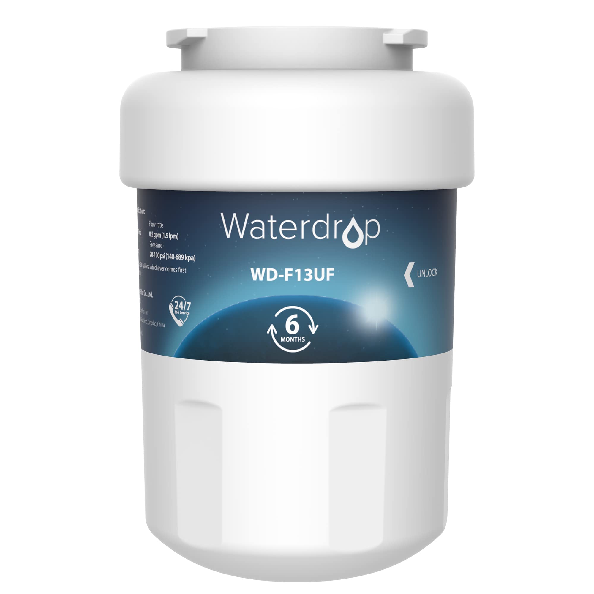 Waterdrop Ultra-Filtration Refrigerator Water Filter Replacement for GE SmartWater MWF MWFINT MWFP MWFA GWF HDX FMG-1 GSE25GSHECSS