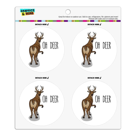 Oh Deer Butt Dear Funny Refrigerator Fridge Locker Vinyl Circle Magnet Set