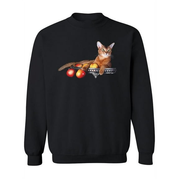 Cute Abyssinian Cat Silver Dish Sweatshirt Women -Image by Shutterstock, Female Medium