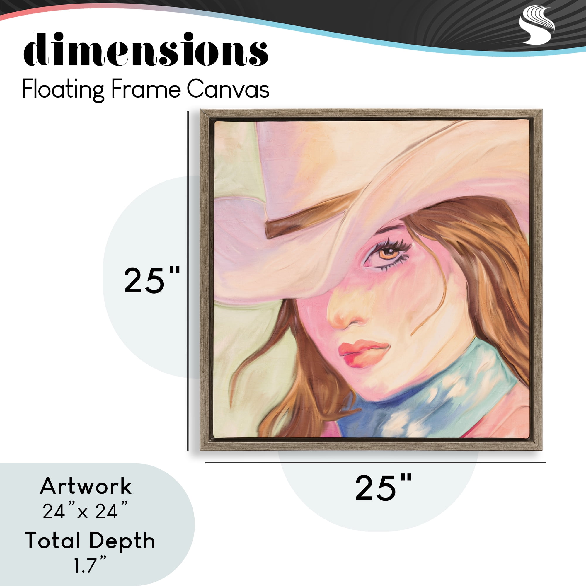 Pastel Cowgirl Brunette Brown Framed Floater Canvas Wall Art, design by Kim Allen