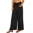 thumbnail image 4 of INSPIRE CHIC Women's Casual Wide Leg Pants Adjustable Tie Knot Elastic Waist Pants with Pockets M Black, 4 of 6