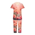 thumbnail image 6 of LOVZFMLL Pajama Sets for Women 2 Piece Floral Short Sleeve Tee Shirt and Capri Pants Lounge Sets Comfy Soft Sleepwear Loungewear, 6 of 7