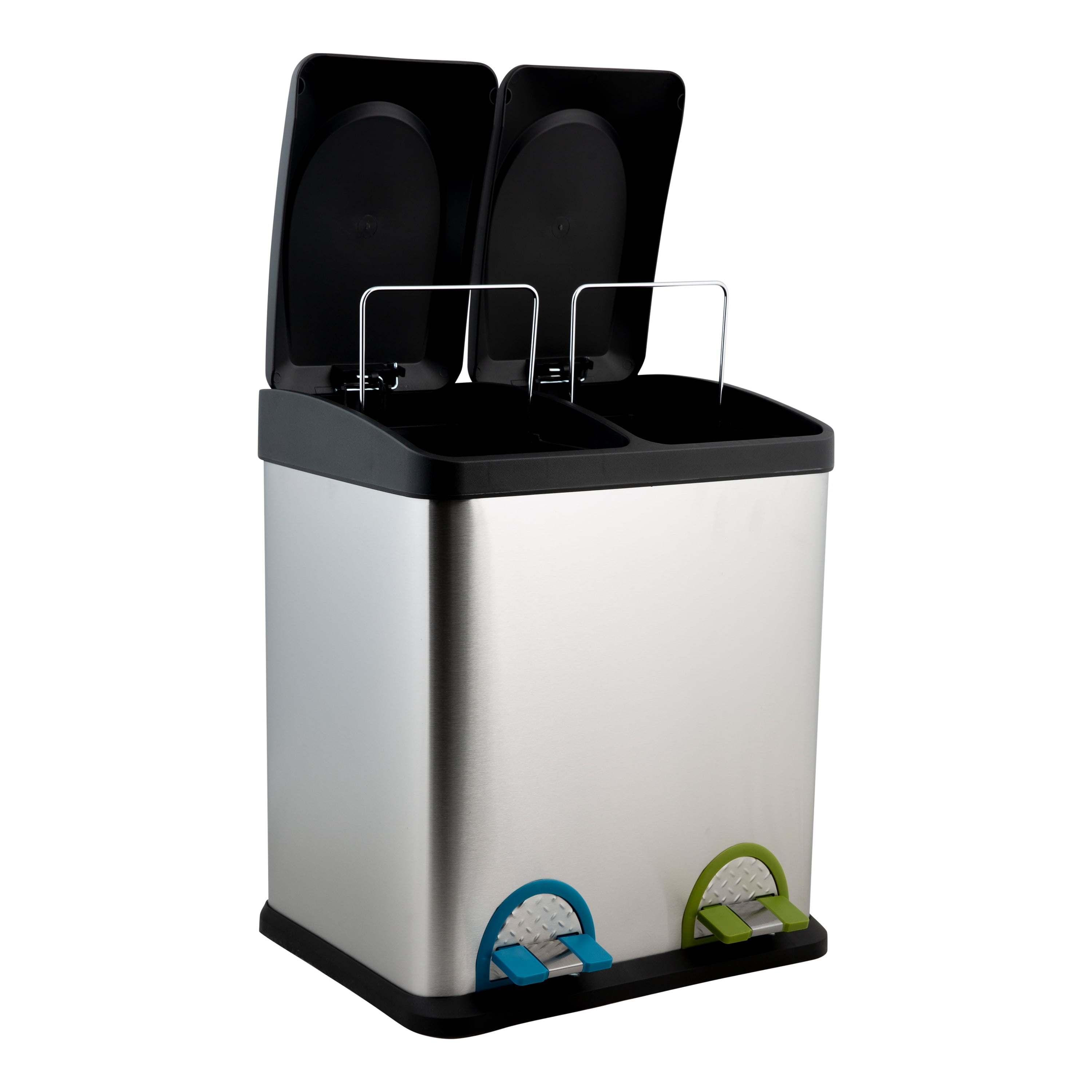Organize It All 30 Liter 2 Compartment Stainless Steel Recycle Bin