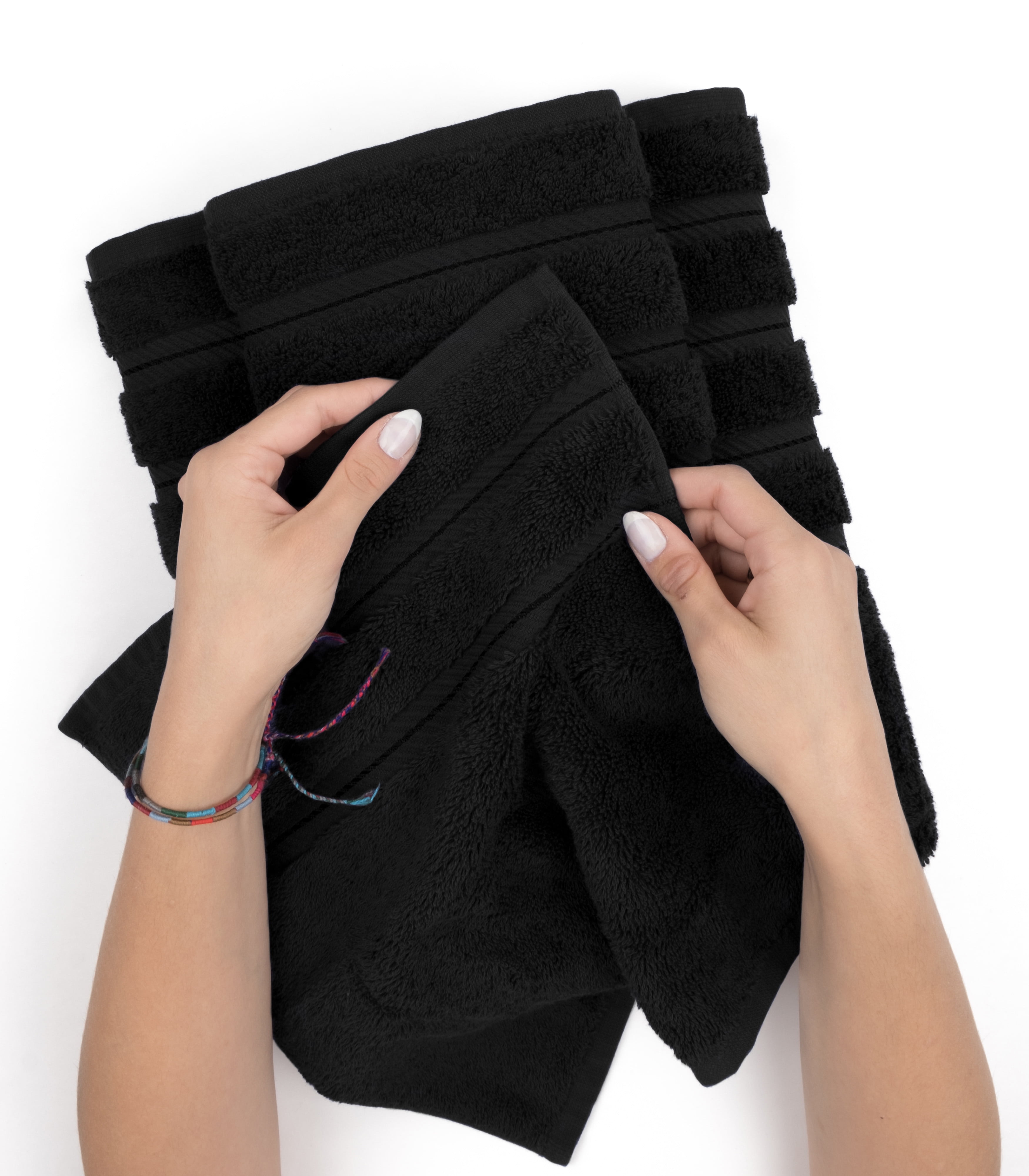 American Soft Linen Luxury 4 Piece Bath Towel Set, 100% Cotton Turkish Bath Towels for Bathroom, Black