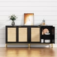 thumbnail image 5 of Eumyviv Modern Accent Sideboards Cabinets with 2 Rattan Doors, Mid-Century Buffets Storage Credenzas for Bedroom Living Room, Black H0046, 5 of 9