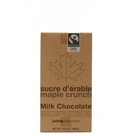 JELINA Milk Chocolate Maple Crunch Bar FAIR TRADE, 3.35