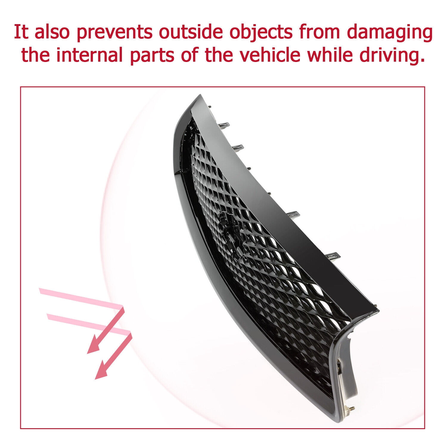 KOJEM Front Bumper Upper Grille Mesh Grill Trim for Infiniti Q50 14 15 16 17 Black