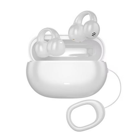 RBCKVXZ Wireless Bluetooth Earphone Earclip with Built-in Battery for 50 Hours and Long Battery Life IPx6 Sports Wearable Earphones Birthday Gifts White