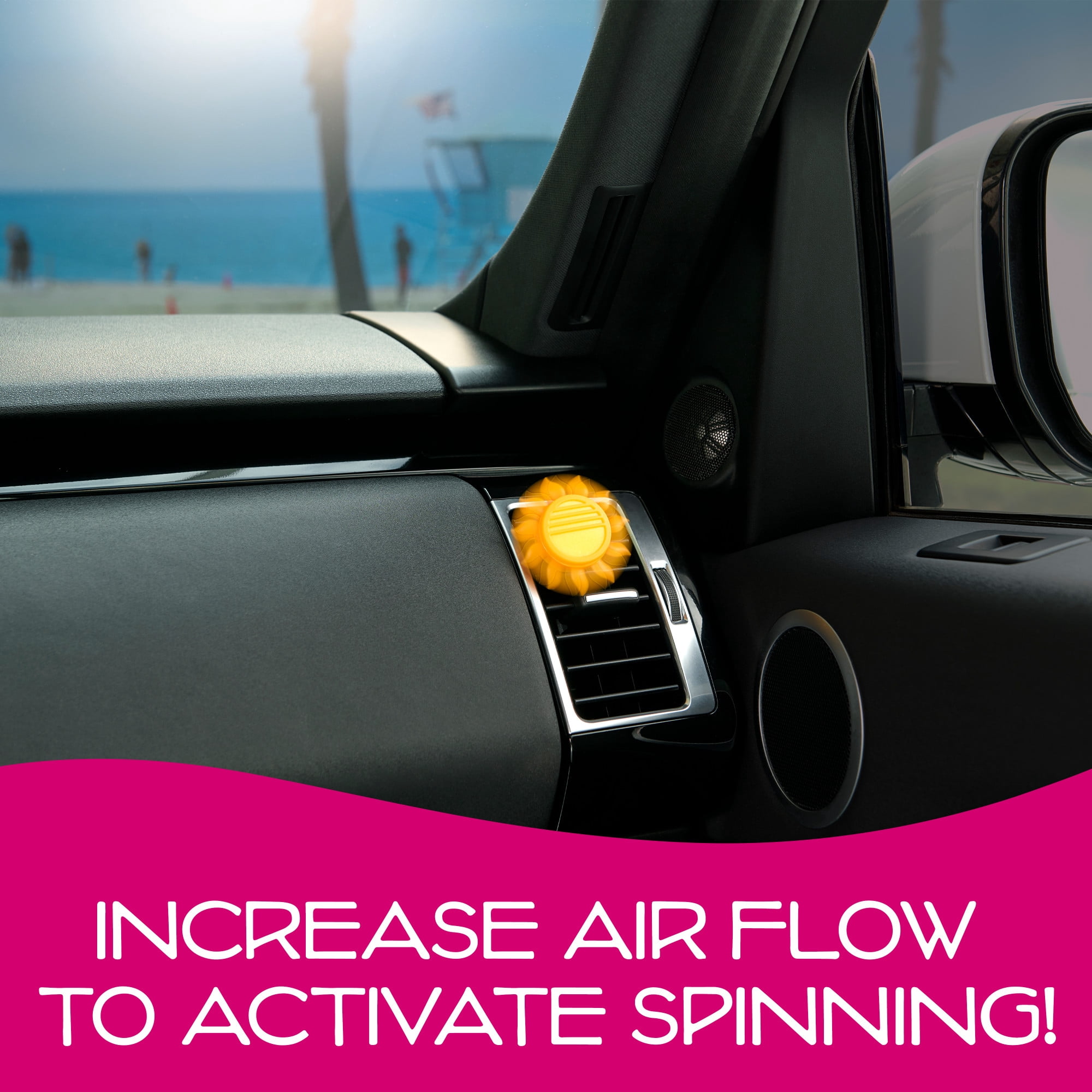 California Scents Novelty Sun Spinner Car Air Freshener Vent Clip, Tropical Colada Scent