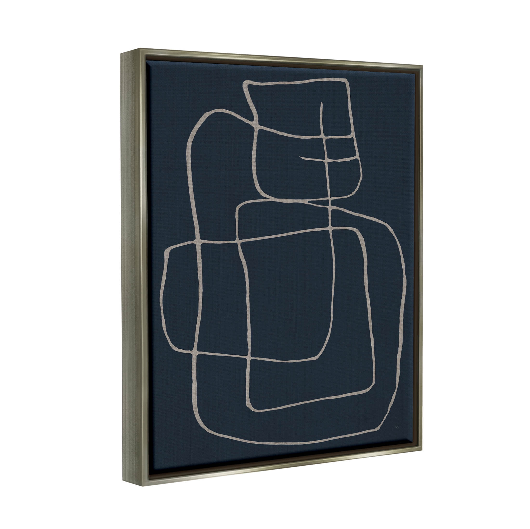 Stupell Industries Squiggle Shapes Abstract Lines Graphic Art Luster Gray Floating Framed Canvas Print Wall Art, Design by Susan Jill