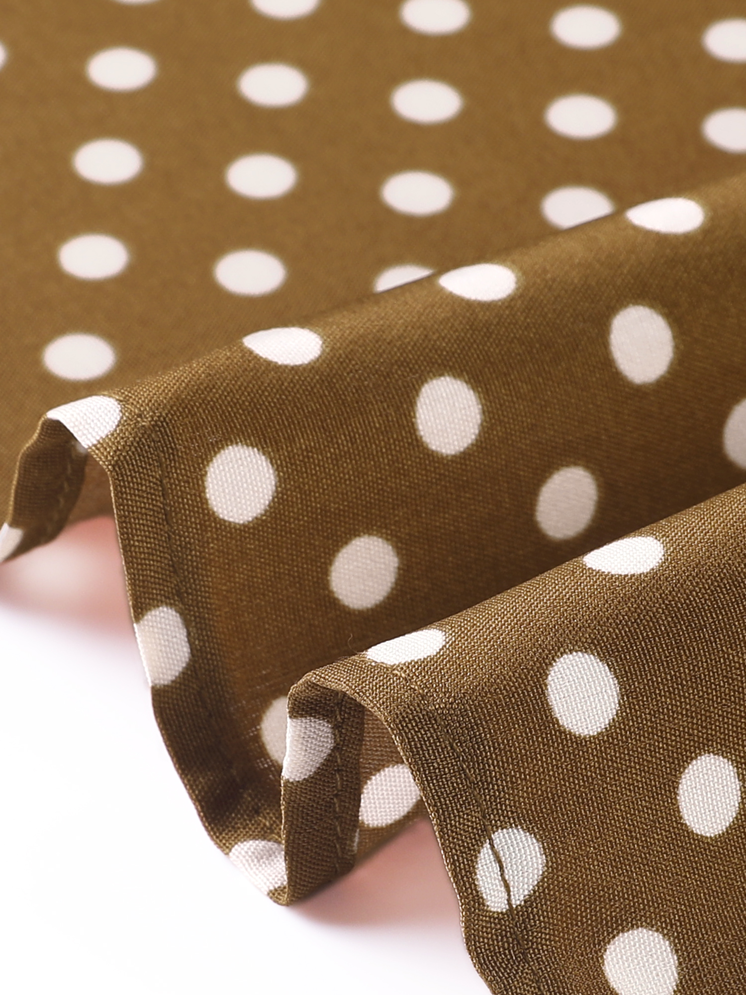 DARING DIVA Women's Collar Short Sleeves Contrast A-Line Polka Dots Dress S Brown