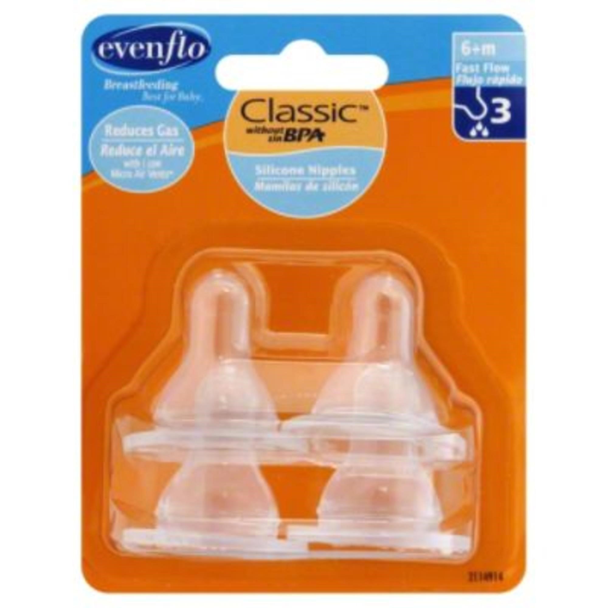 Evenflo Feeding Classic Standard Neck Boa Free Silicone Slow Flow Nipples 4 Pack