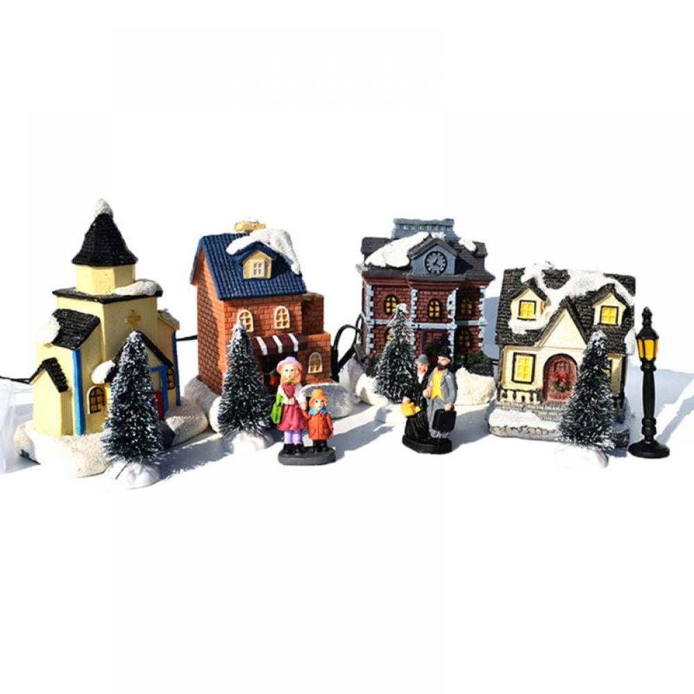 Naiyafly Christmas Village Sets LED Lighted Christmas Village Houses