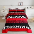 thumbnail image 1 of Erosebridal Cheetah Print Bedding Queen Comforter Set, Red Down Comforter, Farmhouse Animal Decor, Reversible 3pcs, 1 of 7
