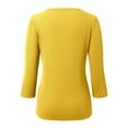 thumbnail image 5 of Women's Tops Crew Neck Tops Yellow Long Sleeve T Shirt Womens Basic Tops Womens Fall Shirt, 5 of 6