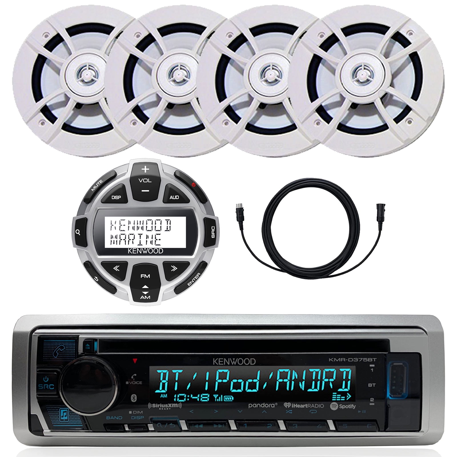 Kenwood Marine Bluetooth CD MP3 USB Radio w/ 4x 6.5" Speakers and Wired Remote Kenwood Marine Bluetooth CD MP3 USB Radio w/ 4x 6.5" Speakers and Wired Remote