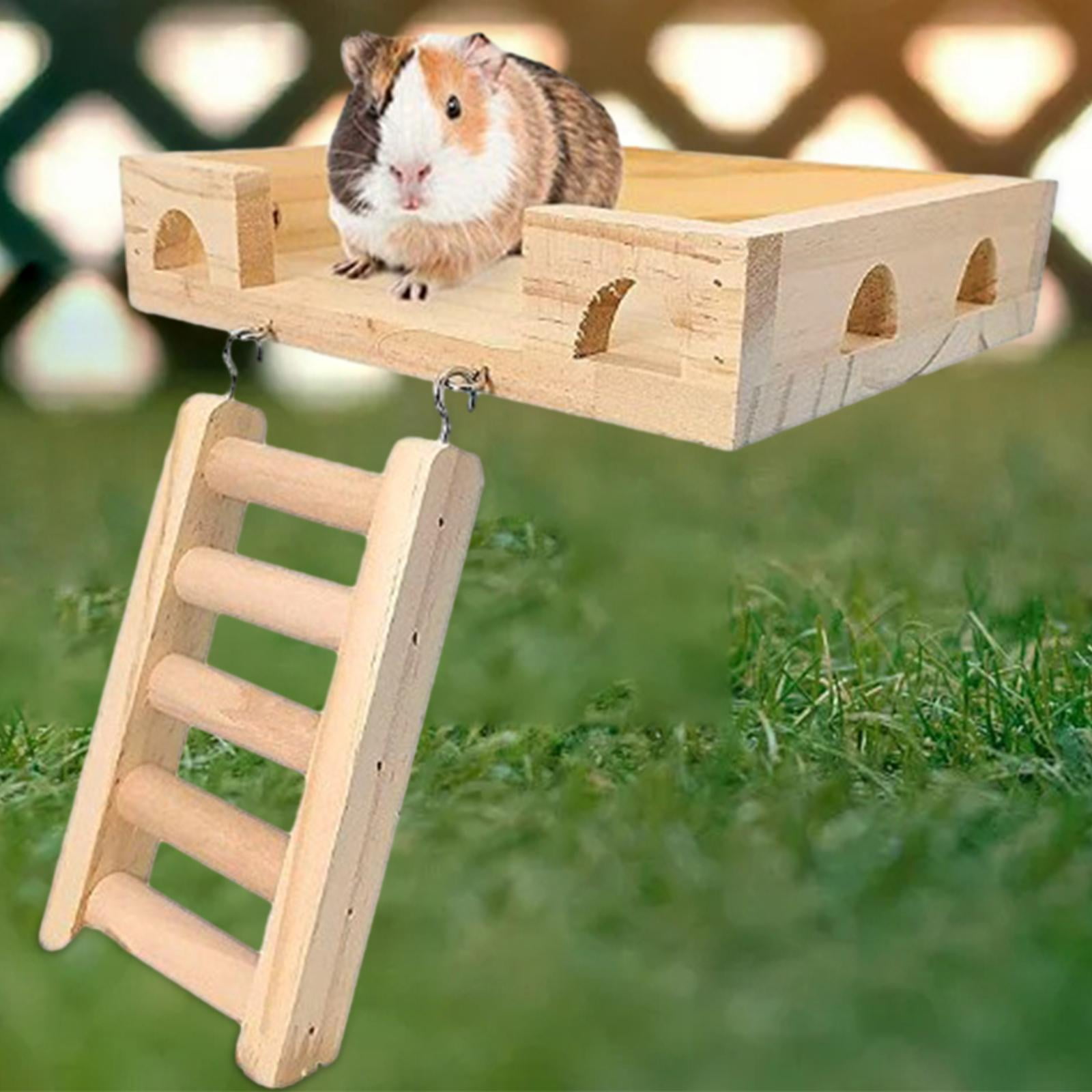Bvdfgk Hamster Wooden Ladder Toy Accessories Bird Cage Accessories Chewing Exercise Toy Platform 20x15.4x4cm