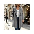 thumbnail image 2 of Zynoxe Womens Jackets With Side Pockets Classic Notched Lapel Button Winter Jackets for Women Relaxed Mid‑Length Long Sleeve Coat Versatile Solid Color Casual Overcoat S, 2 of 7