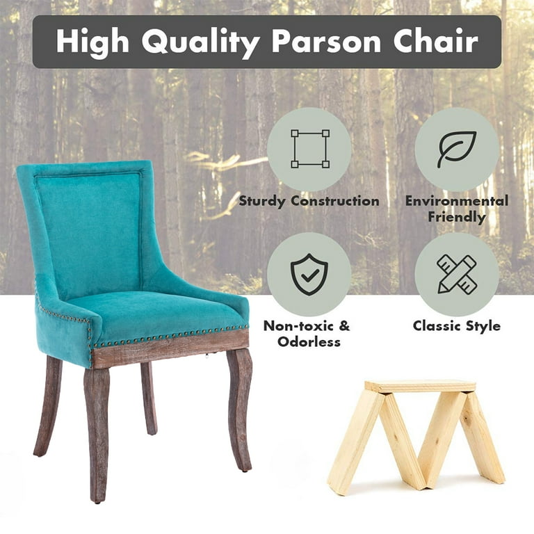 4 Piece Upholstered Dining Chairs HANSHE Dining Chairs Set of 4 Modern Dining Chairs with Wood Legs and Backrest Fabric Dining Chairs Set of 4