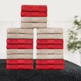 thumbnail image 2 of Ample Decor Washcloths 12 x 12 inch 20 Piece 600 GSM 100% Cotton, Lightweight, Quick Drying Fingertip Towels for Bathroom, Gym, Kitchen - Beige & Red, 2 of 5