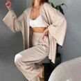 thumbnail image 4 of qolati Womens 2 Piece Outfits Cotton Linen Casual Elastic Wide Legs Pants Oversized Cardigan Lounge Sets 2023 Trendy High Waisted Vacation Suits, 4 of 7