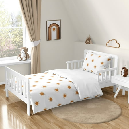 UPC: 0846480095453 | Boho Sun White and Pumpkin Toddler Bed Comforter Bedding Set by Sweet Jojo Designs