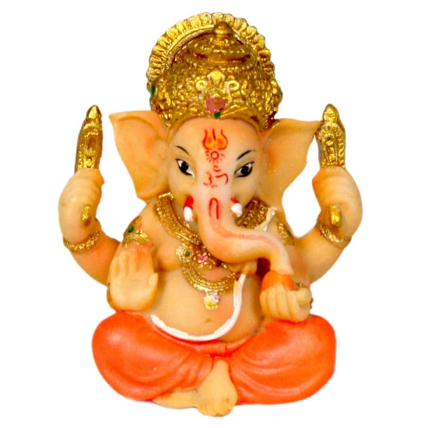 Ganesha Statue 2" Small Ganesh with Orange Dhoti (K20)