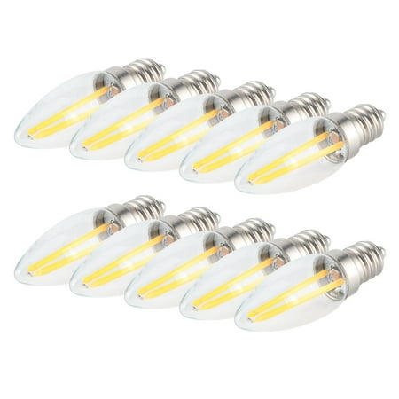 

Fyydes E12 Bulbs Dimmable Bulb 10Pcs E12 Long Filament Small LED Light Bulbs Dimmable Lamp 1.5W AC110V for Home Lighting