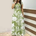 thumbnail image 1 of Robe d'Été pour Femmes 2024 Grande Taille Col Rond Manches Courtes Imprimé Quotidien Décontracté Vintage Bohème Maxi Robe Liquidation Moins de 10!, 1 of 5