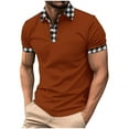 thumbnail image 3 of DDAPJ pyju Men's Casual Polos Shirts Plaid Collar Short Sleeve Golf T-Shirt Lightweight Breathable Sports Tennis Shirt Limited Time Sales Orange M, 3 of 6