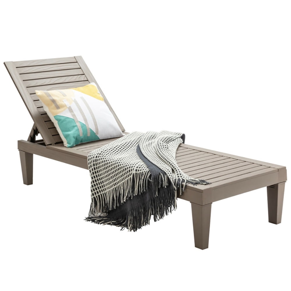Aimee Lii Outdoor Recliner Chair with 5-Position Adjustable Backrest, Patio Loungers, Brown