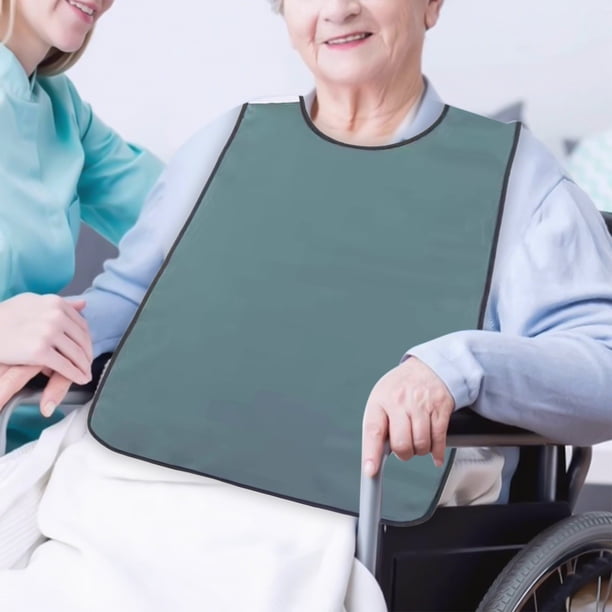 Adult Bibs for Men and Women, Large Adjustable Waterproof Cloth Eating Bibs for Elderly Seniors Disabled, Durable Washable Clothing Protectors, Ukhbmc