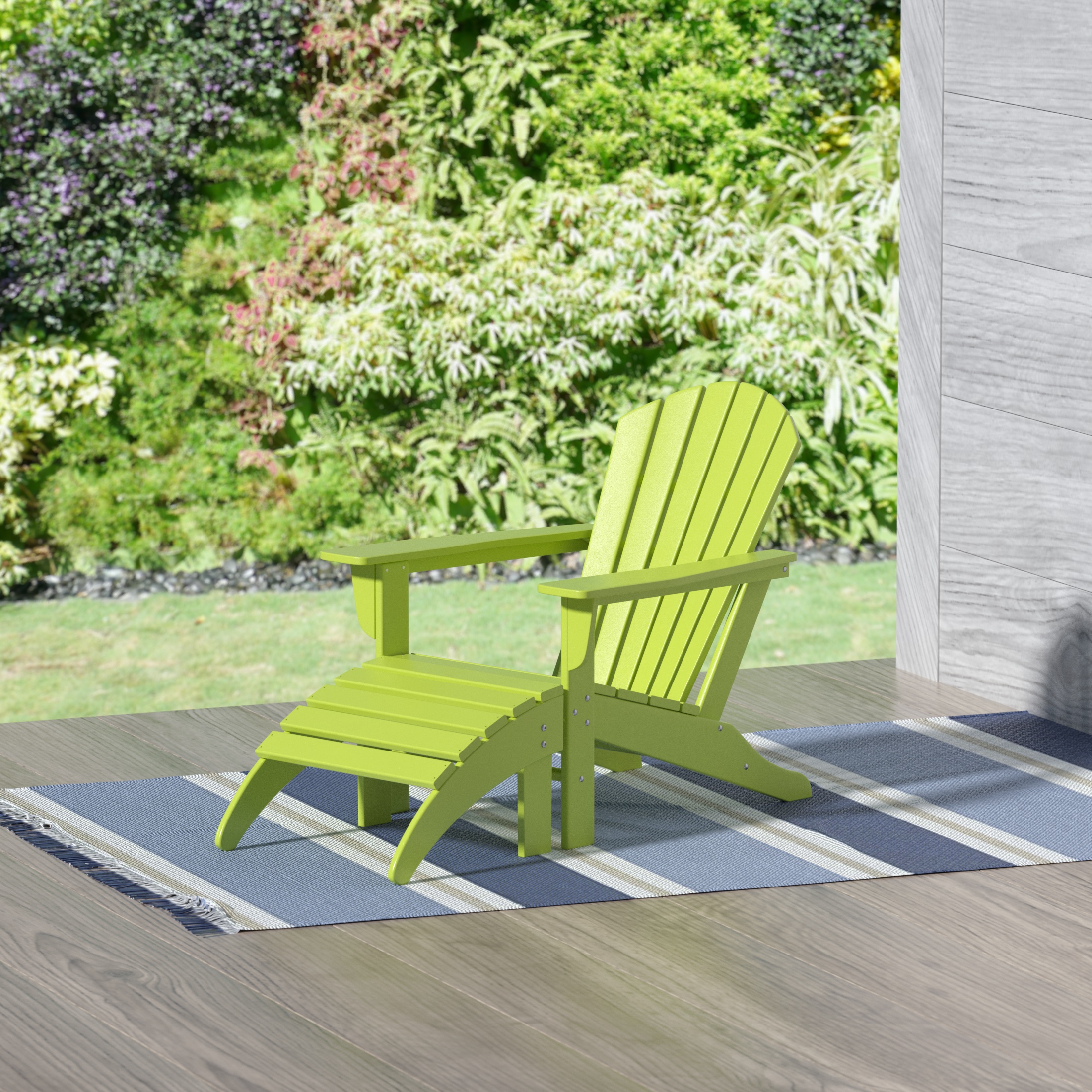 Westin Outdoor Adirondack Patio Chair with Ottoman Footrest, Lime