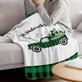 thumbnail image 5 of Throw Blanket Fleece Throw Blanket 50x60in, St. Patrick's Day Truck with Shamrock Leaf Soft Lightweight Bed Blankets Black and Green Checker Fuzzy Couch Blankets for All Season, 5 of 9