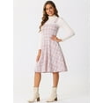 thumbnail image 4 of DARING DIVA Women's Sleeveless Square Neck Plaid A Line Pinafore Dresses L Pink, 4 of 6