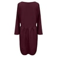 thumbnail image 5 of CHOK Cyber&Monday Deals Robes pour Femmes 2023 Manches Évasées Tunique Fluide Smockée en Coton Lin Robes Manches 3/4 Col Rond Solide Été Mini Robe Formelle Café TTTTG Liquidation un, 5 of 5