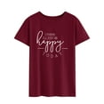 thumbnail image 3 of TWZH Women's I Think I'll Just Be Happy Today Letter T-Shirt Short Tee, 3 of 6