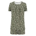 thumbnail image 4 of LOVZFMLL Pyjama pour Femmes Décontracté Ample Confortable Ensemble de Détente et de Nuit Court Tenues d'Été Ensemble Deux Pièces pour Femmes avec Poches Vert Armée C 3TG, 4 of 6