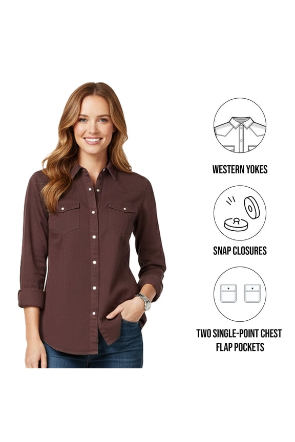 Women's Chocolate Truffle Shirt Real Jurlington Snap Western