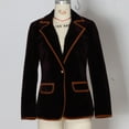 thumbnail image 3 of JGGSPWM Womens Velvet Blazer Warm Lapel Vintage Suit Jacket Solid Color Prom Women Blazer for Wedding Office Brown M, 3 of 8