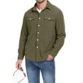 thumbnail image 6 of GIRUNS Men's Corduroy Jacket Long Sleeve Button Down Shirts Casual Shirt Jackets with Flap Pockets Army Green L, 6 of 8