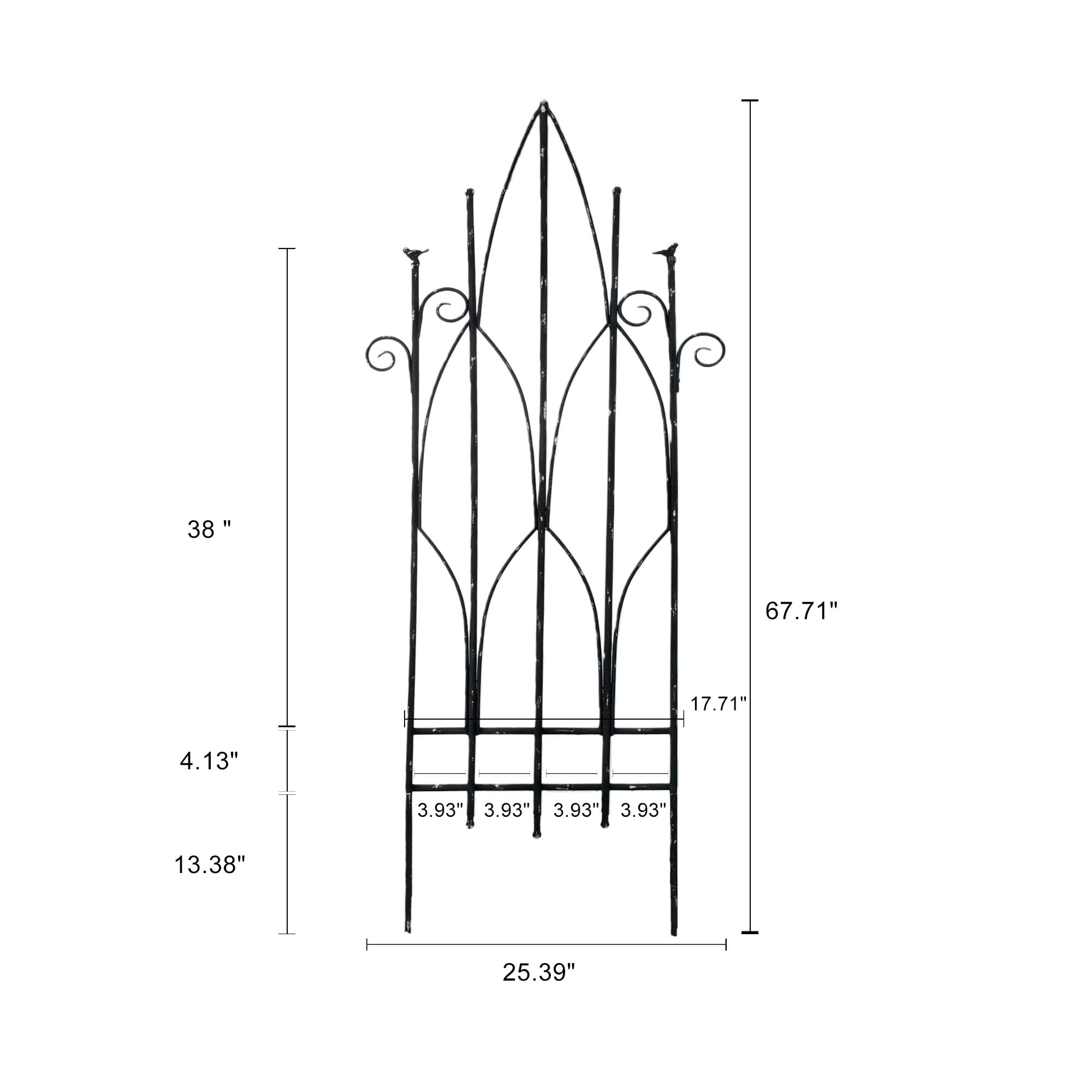 CQSXDA Iron Garden Fence with Vintage Finish 19.69 Inch x 67.72 Inch Decorative Panels for Outdoor Pathway Protection