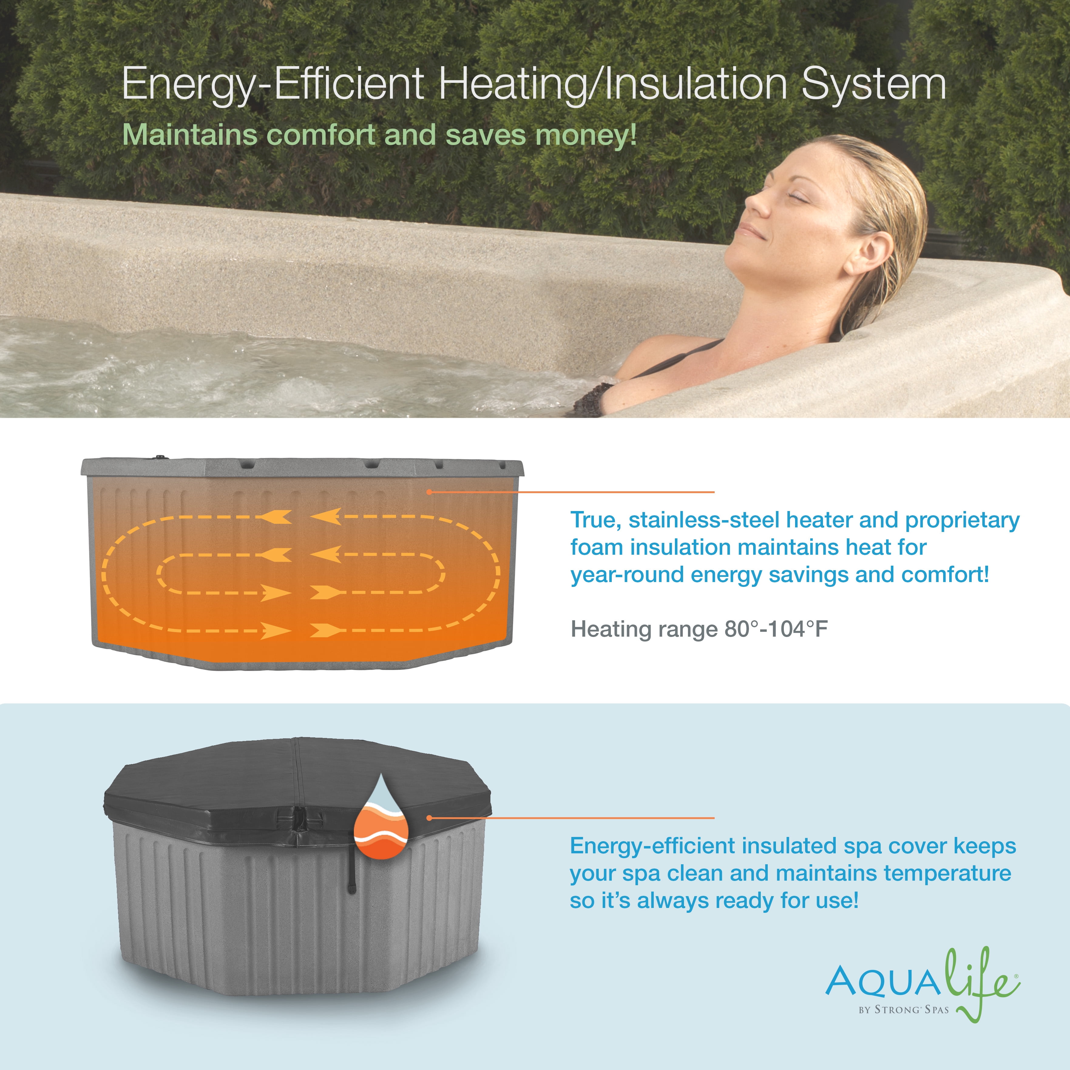 Aqualife by Strong Spas Invi 4-5 Person Plug & Play Octagonal Spa Hot Tub, 11 Jets, Cobblestone